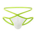 Neon Green & White Cross-Strap Thong