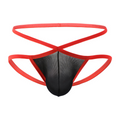 Red & Black Cross-Strap Thong