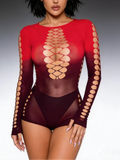 Red Ombre Cut-out Bodysuit