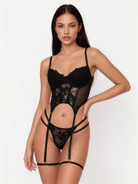 Lylara Black Lace Bustier Garter Set