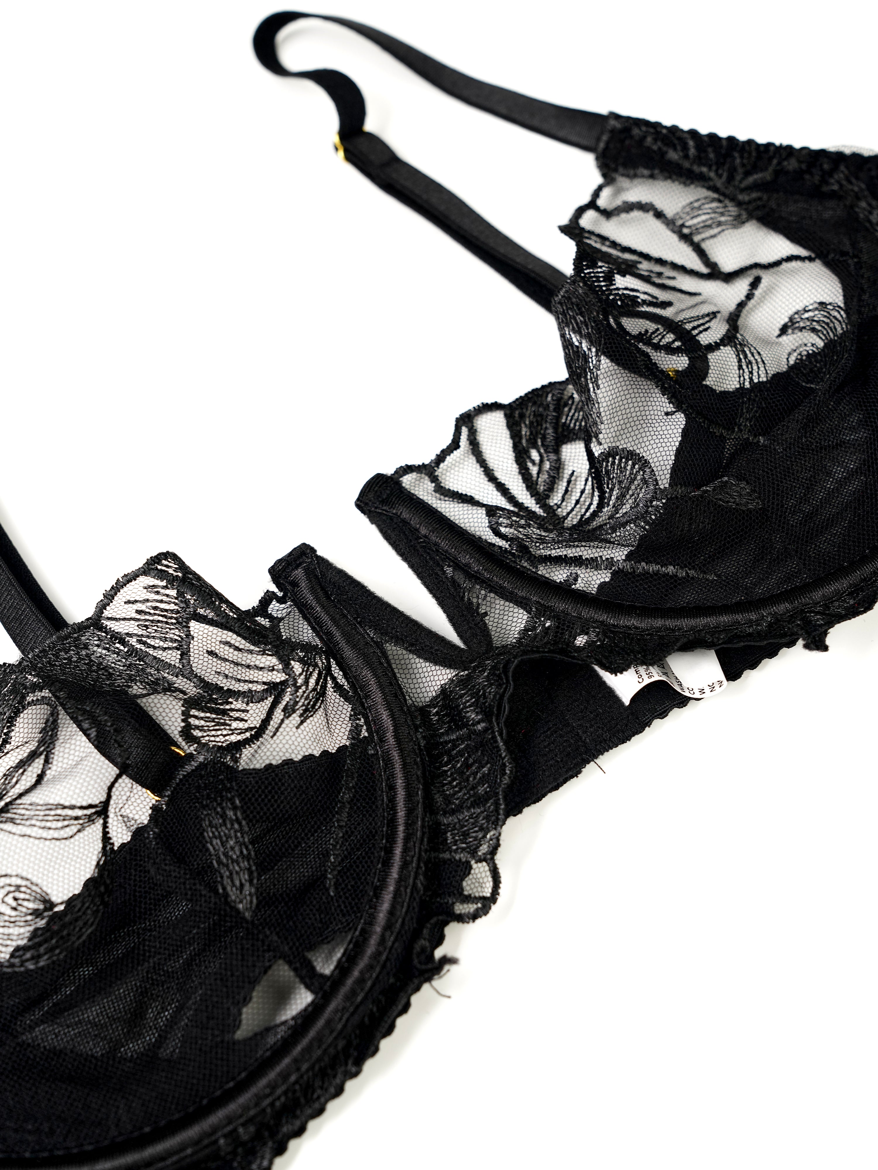 Vexana Black Floral Garter Set