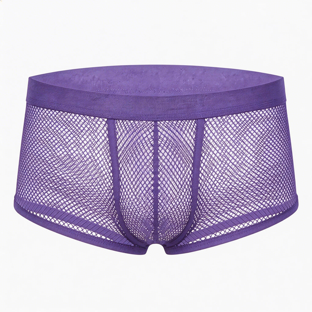Purple mesh underwear on a white background