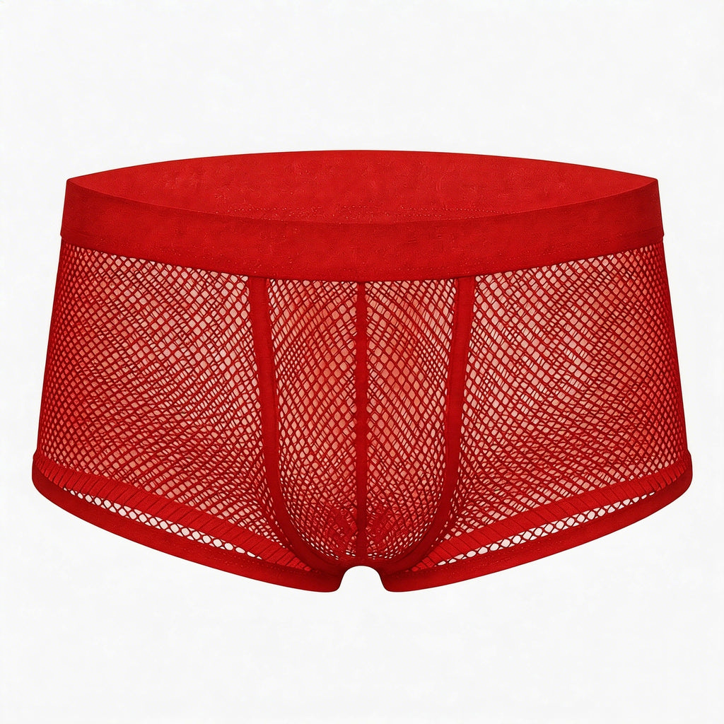 Red mesh underwear on a white background
