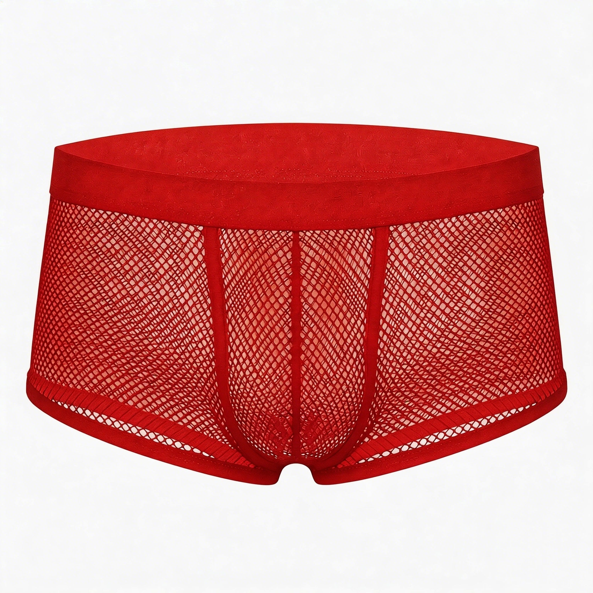 Red mesh underwear on a white background