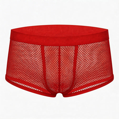 Red mesh underwear on a white background