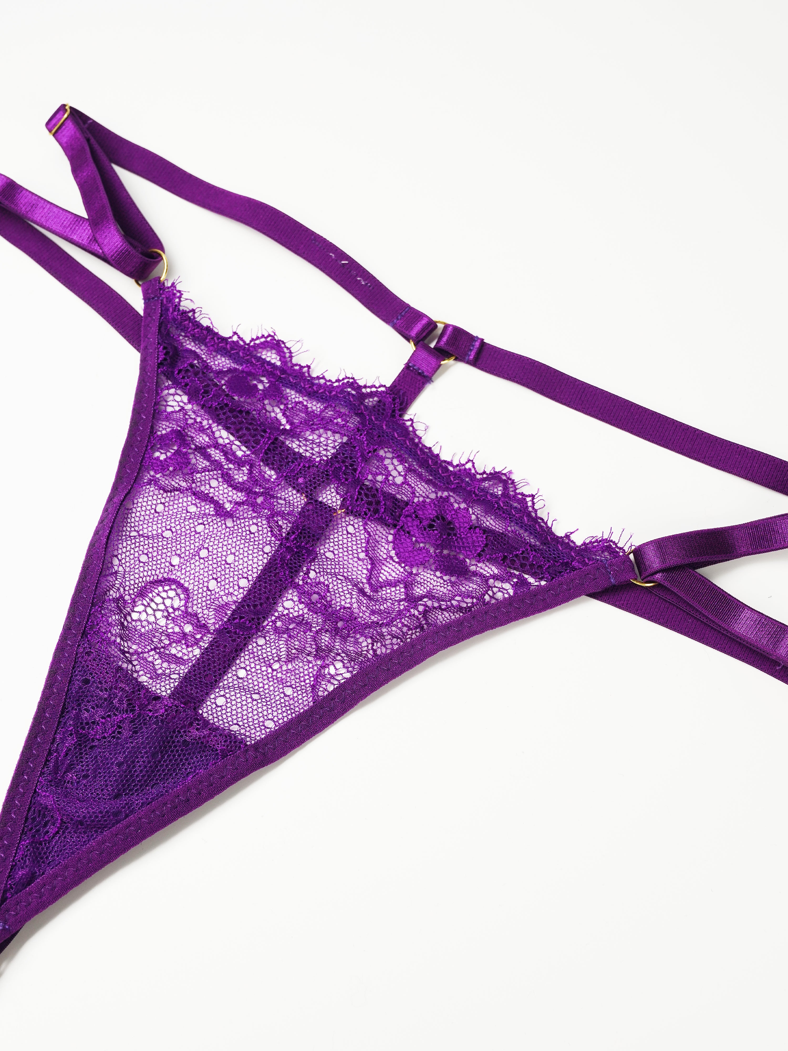 Viora Orchid Lace Garter Set | Luxury Lingerie - Tidouk