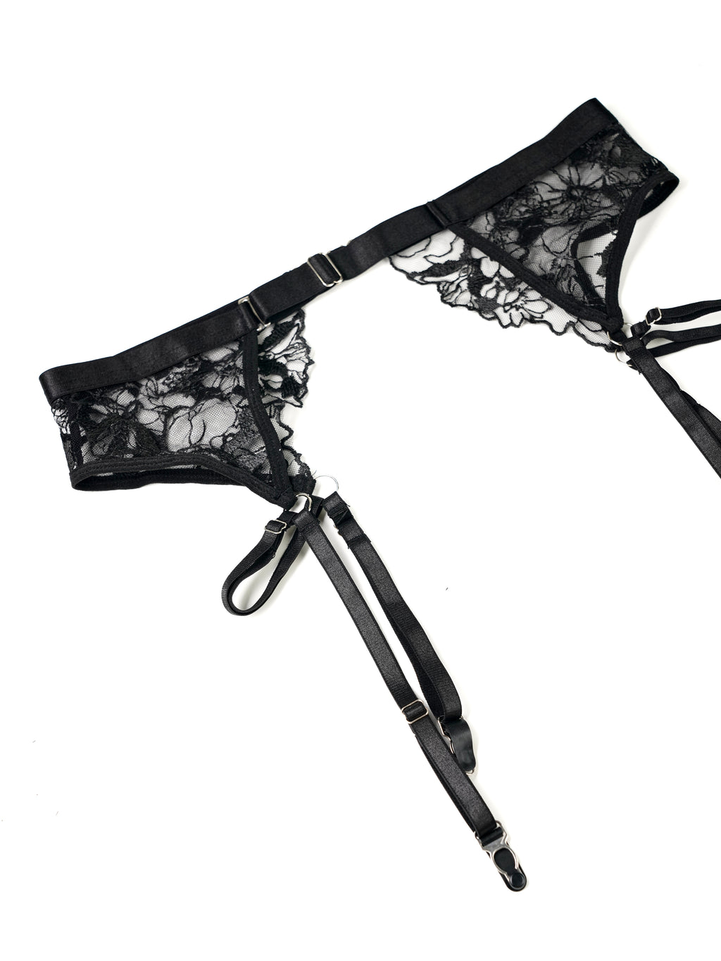 Luxia Black Petal Lace Garter Set