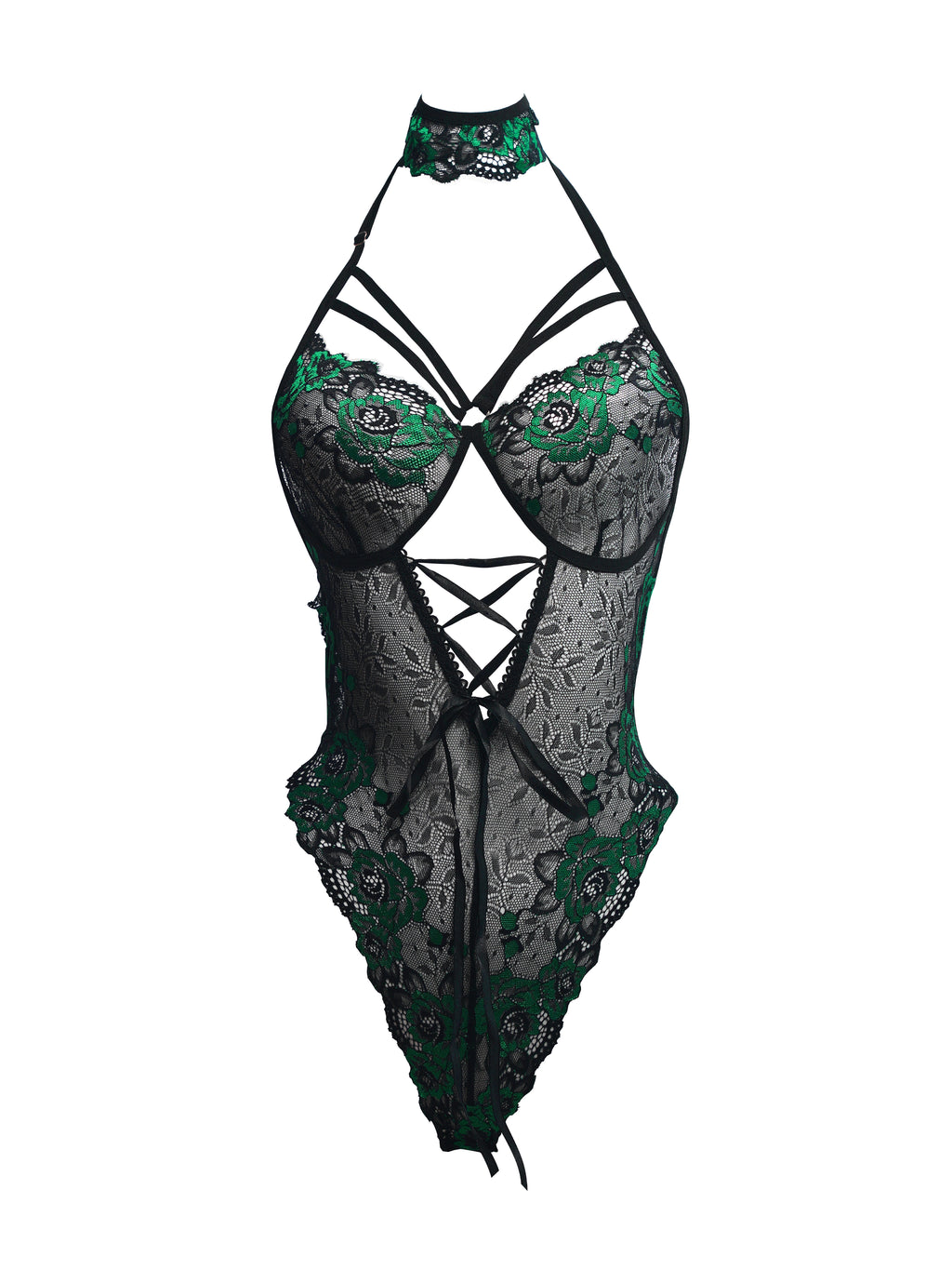 Emerald Floral Lace Teddy