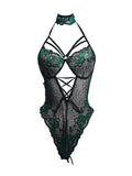Emerald Floral Lace Teddy