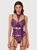 Viora Orchid Lace Garter Set