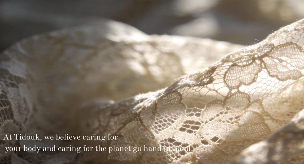 Close-up of lace fabric with a blurred background